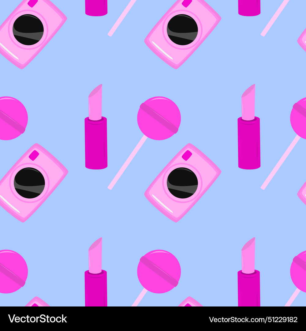Seamless pattern with collection of colorful 90s Vector Image