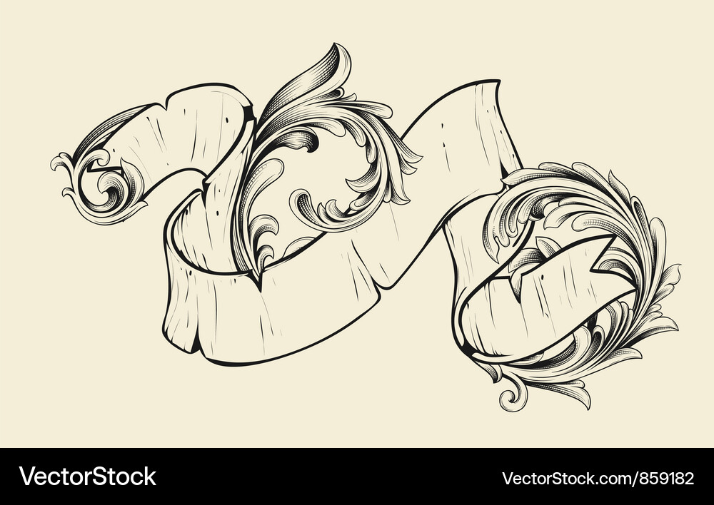 Vintage ribbon with floral Vector Image