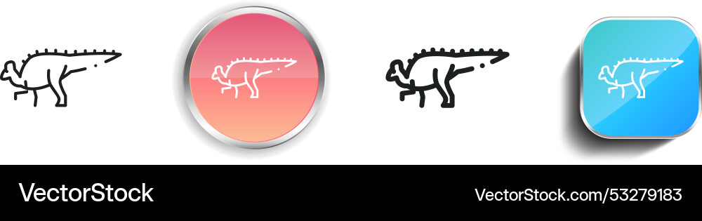 Dinosaur icon thin linear regular and button vector image