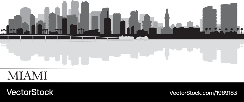 Miami Skyline Silhouette vector image