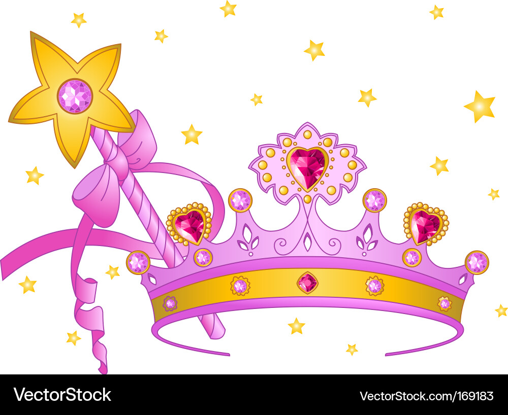 Princess Crown and Wand Vector Image