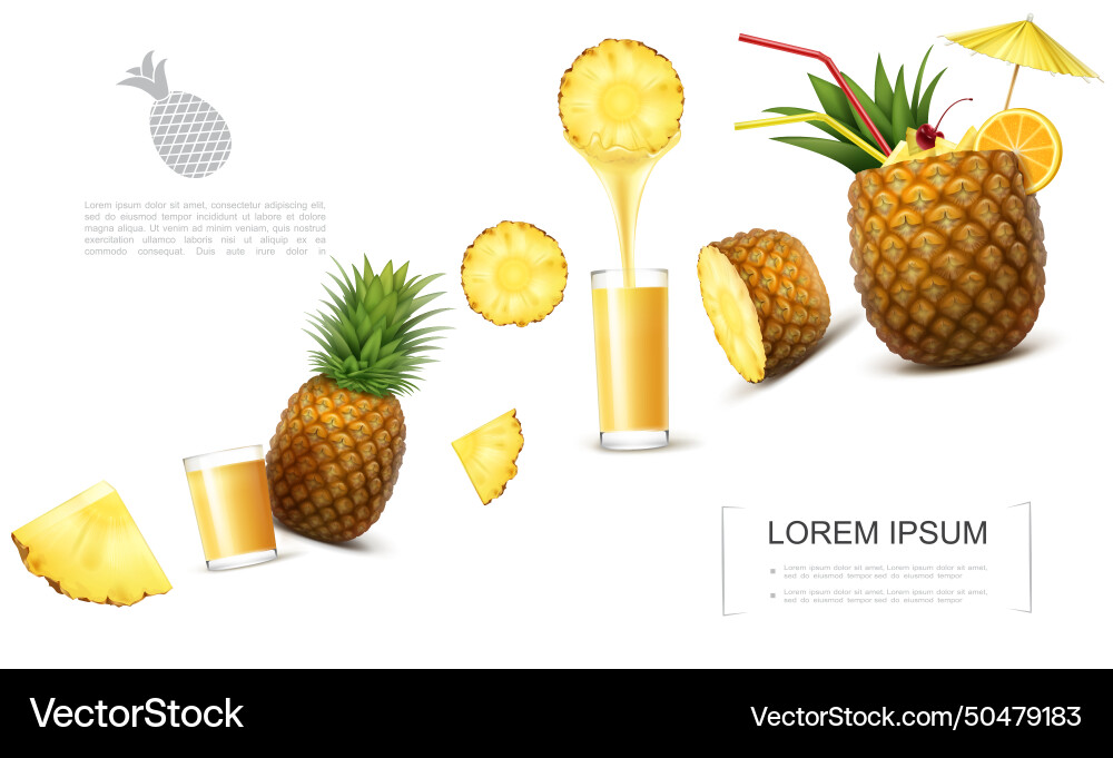 Realistic fresh pineapple template Royalty Free Vector Image