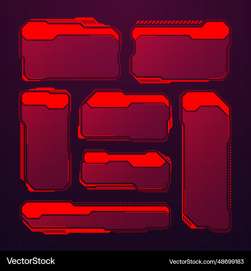 Red futuristic hud or ui elements sci-fi user Red futuristic hud or ui elements sci-fi user Vector Image