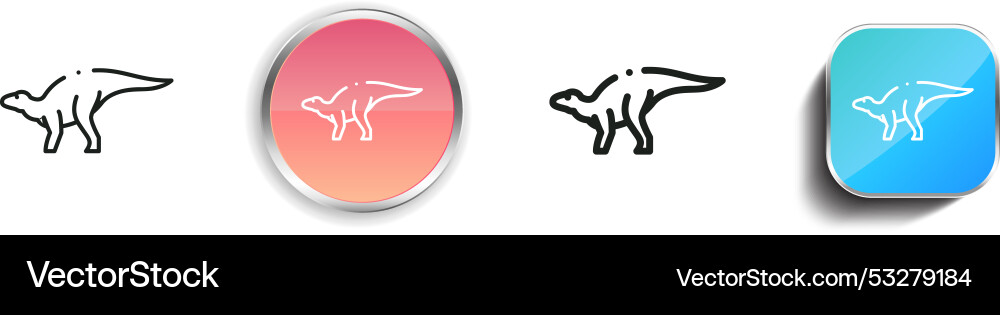 Dinosaur icon thin linear regular and button Vector Image