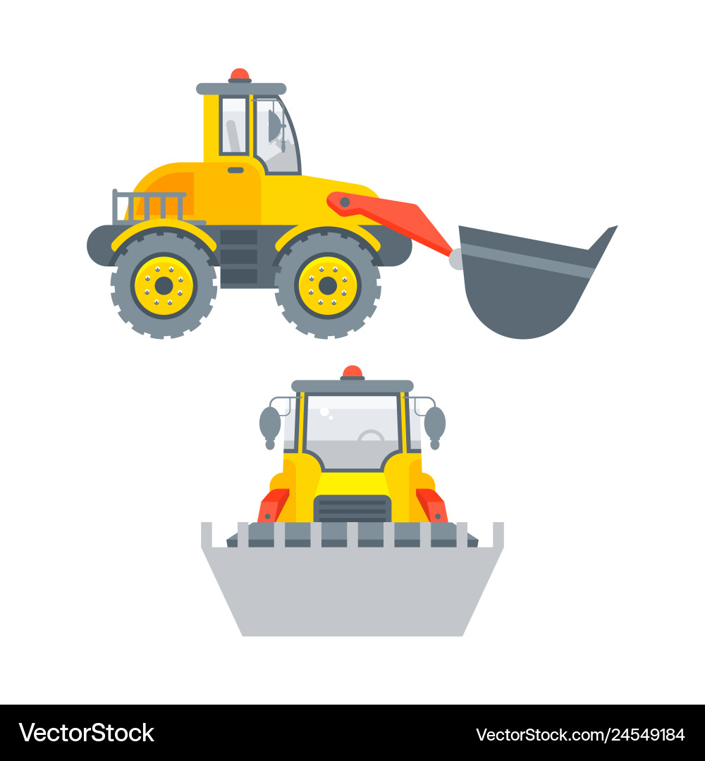 Loader with bucket side view and front Vector Image