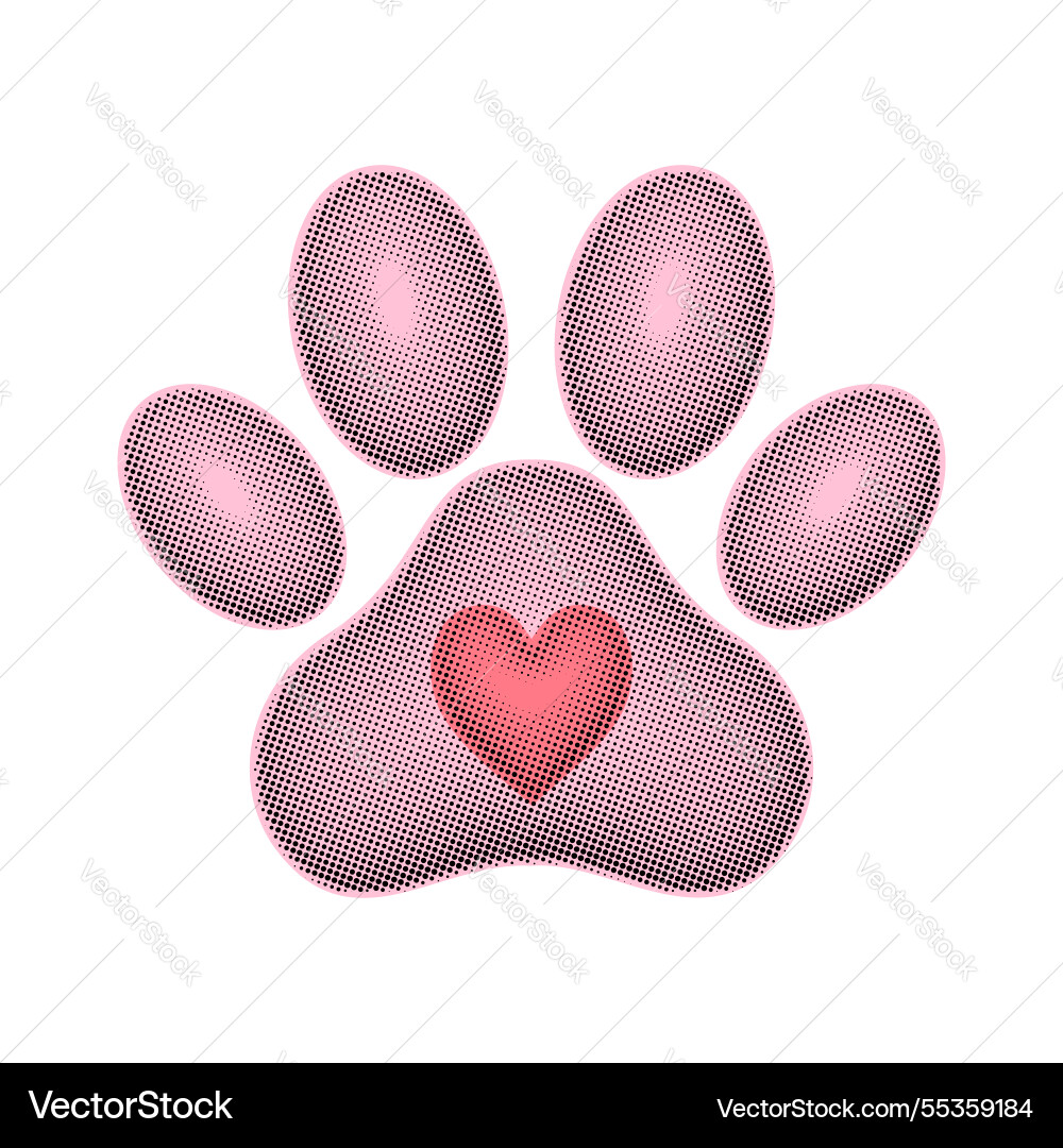 Paw print with a halftone effect vector image