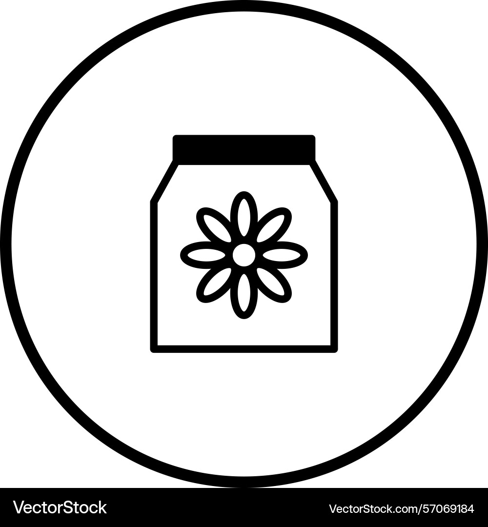 Simple jar with flower design within a circle Vector Image