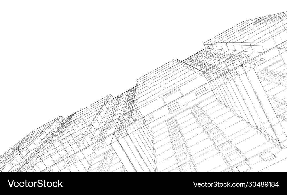 Wire-frame model a multi-storey building Wire-frame model a multi-storey building vector image