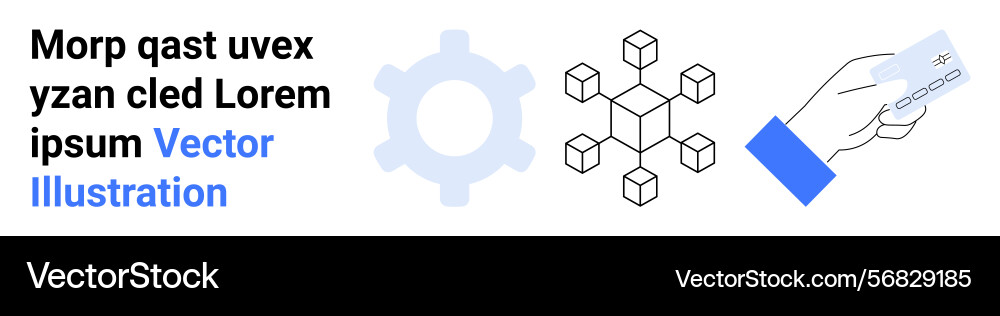 Abstract gear blockchain network and hand Vector Image