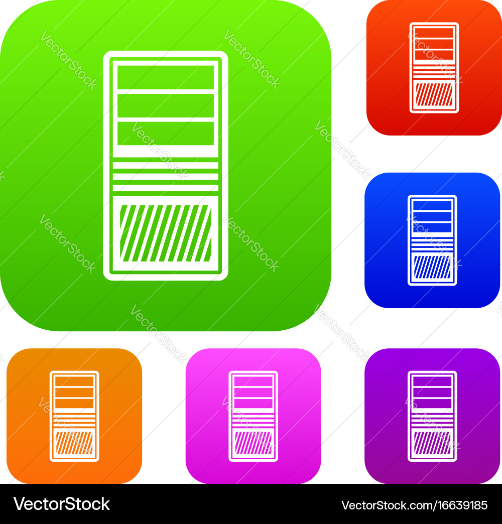 Black computer system unit set collection vector image