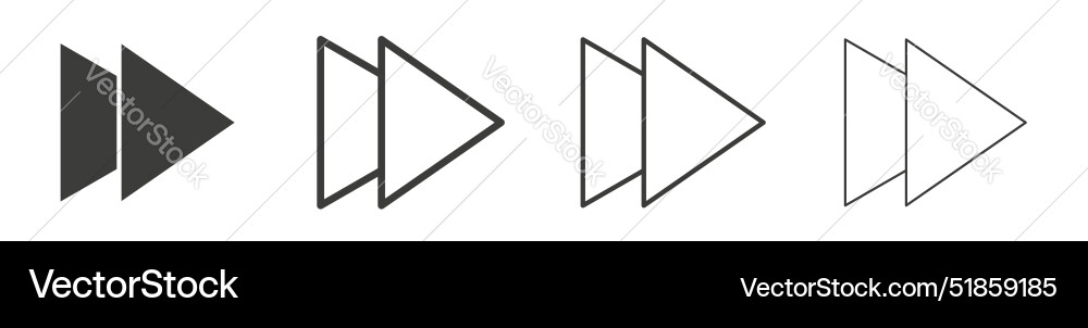 Fast forward icon set next arrow button play Fast forward icon set next arrow button play vector image