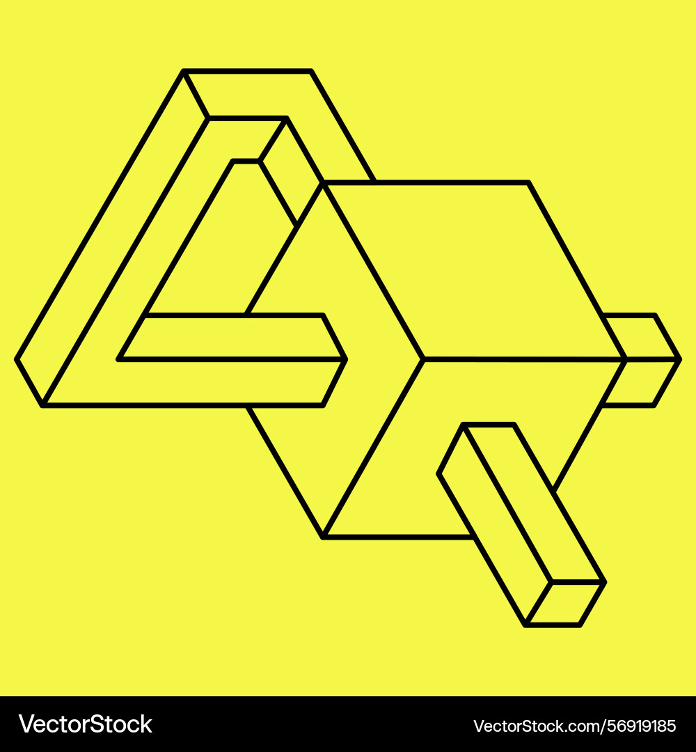 Impossible cube line design shape vector image