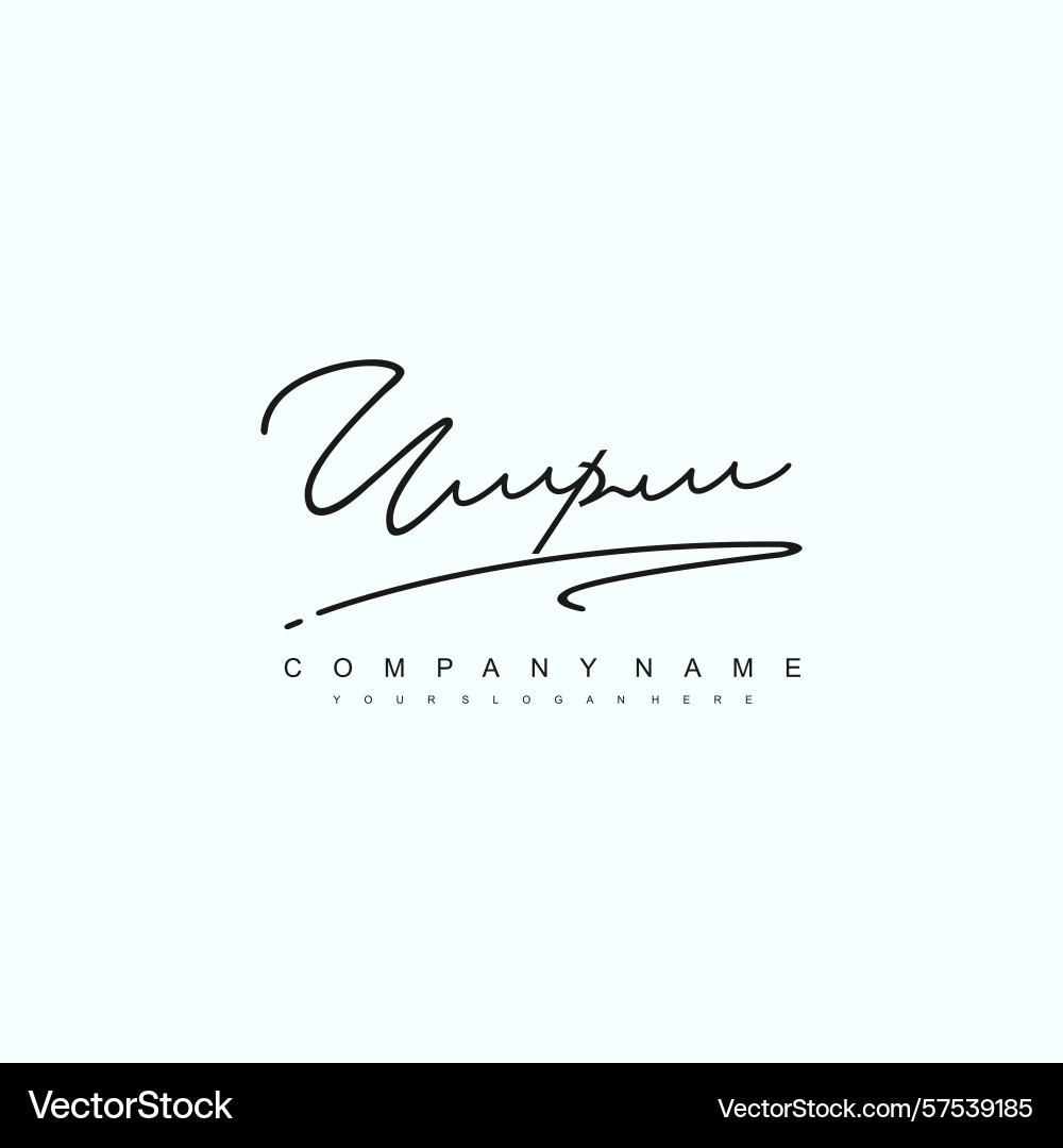 Minimal signature logo design with up initials Vector Image