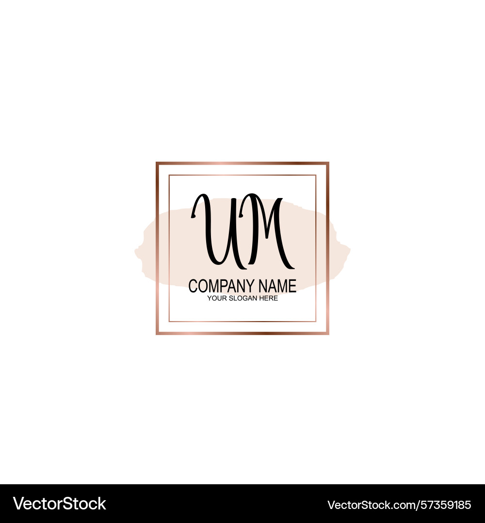 Minimalist handwritten um initial logos with soft Vector Image