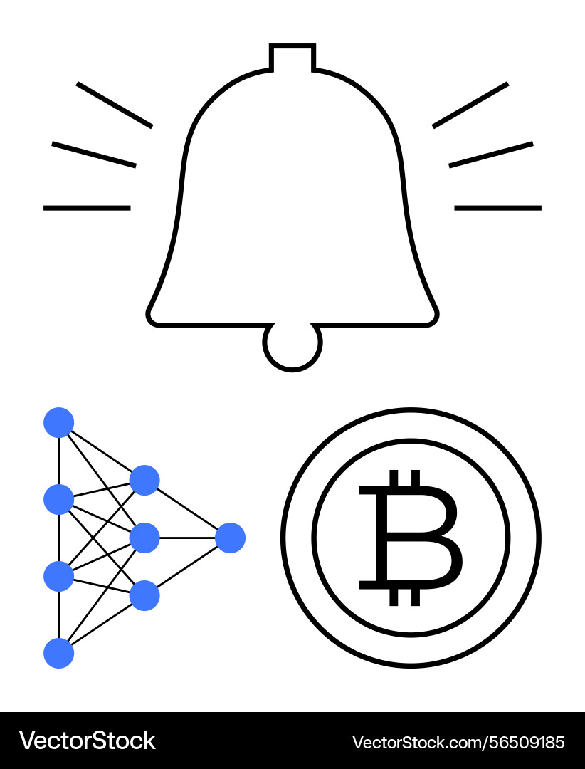 Notification alert with blockchain network Vector Image