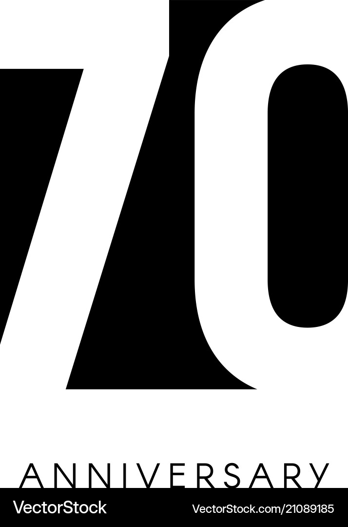 Siebzigjähriges Jubiläum minimalistisches Logo siebentieth Siebzigjähriges Jubiläum minimalistisches Logo siebentieth vektorbild