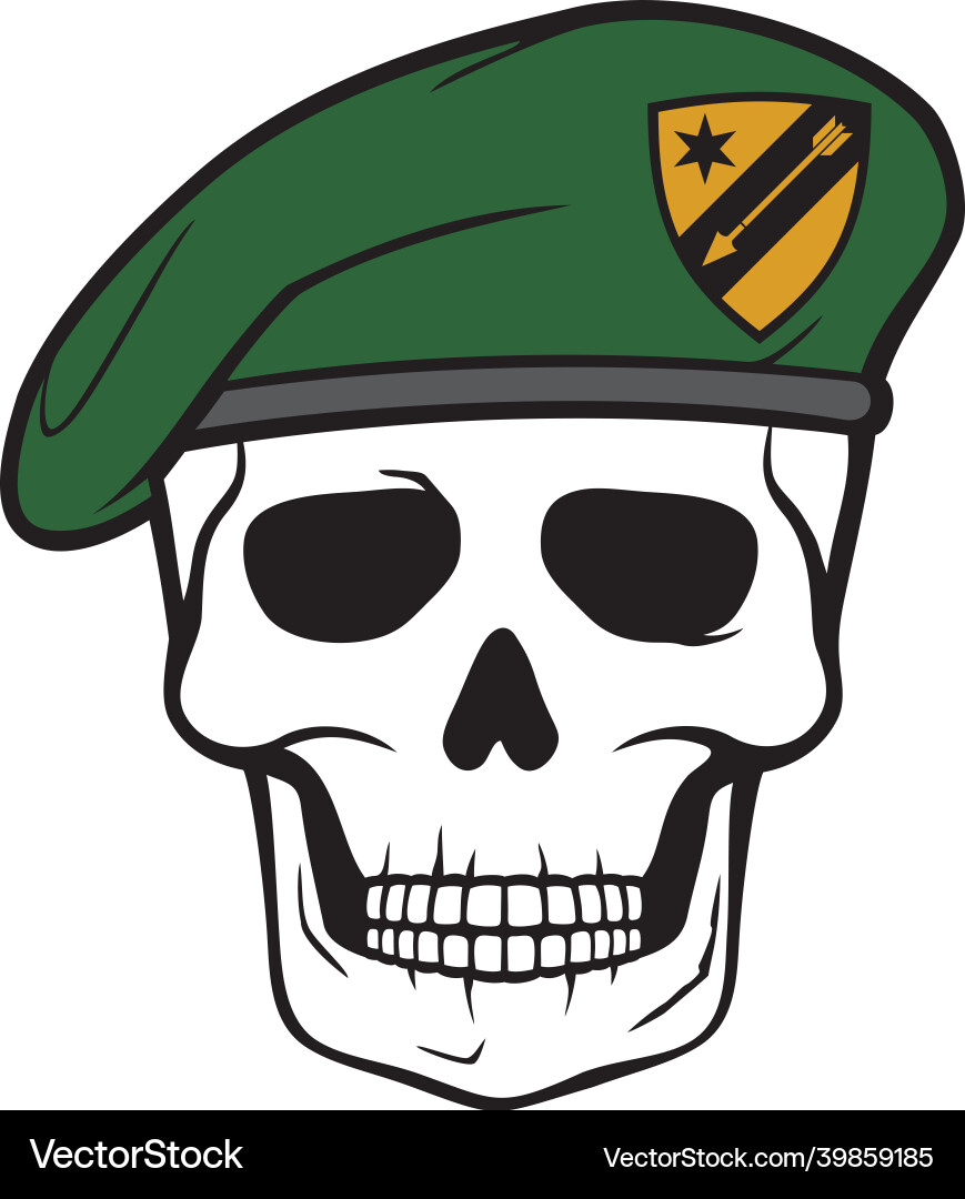 Skull with beret color vector image