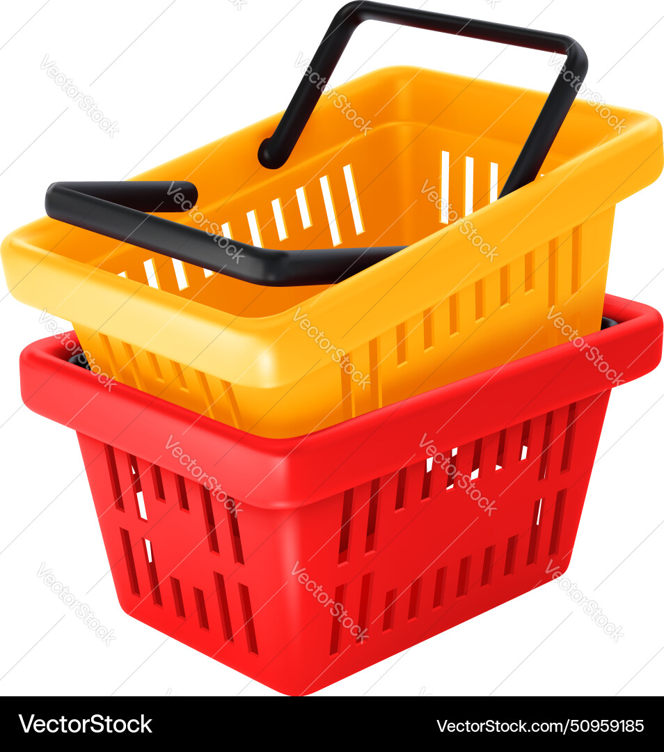 Two shopping baskets nested inside one another Two shopping baskets nested inside one another vector image
