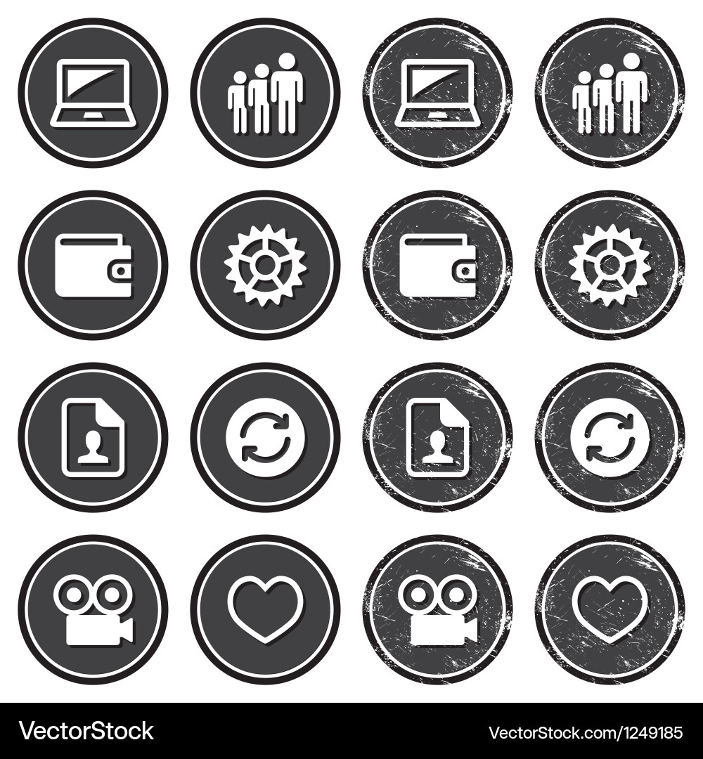 Web navigation icons on retro labels set vector image