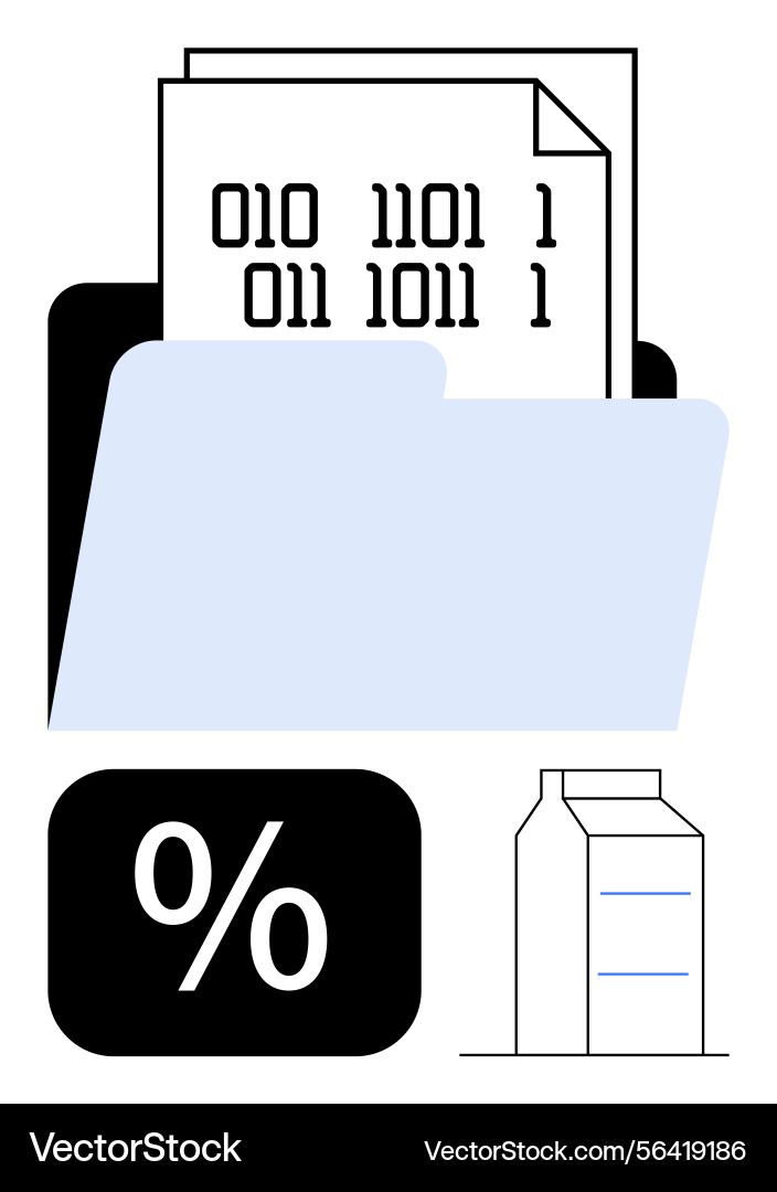 Digital data folder with binary code documents Digital data folder with binary code documents vector image