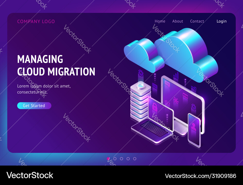 Digital Data Migration Landing Page vector image