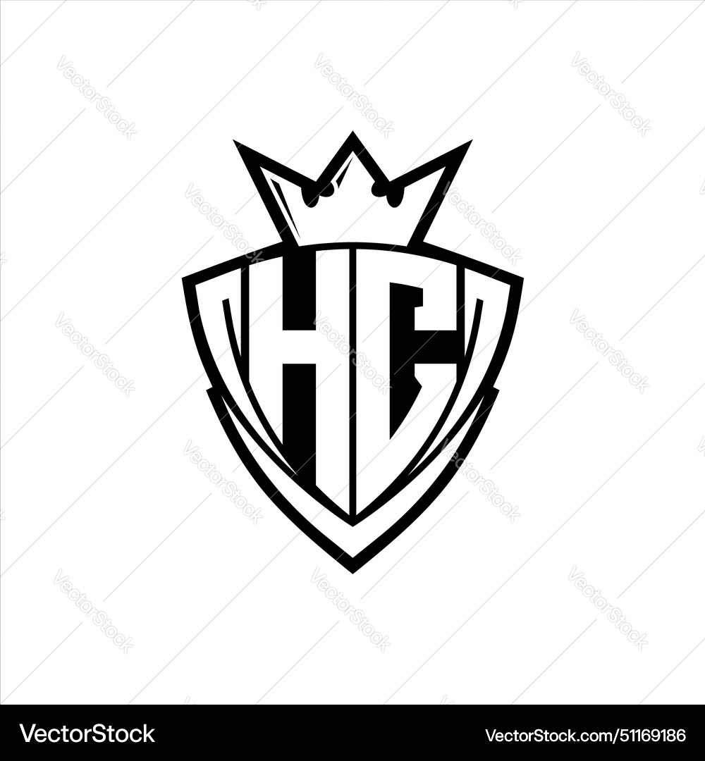 Hc letter logo with sharp triangle shield shape Vector Image