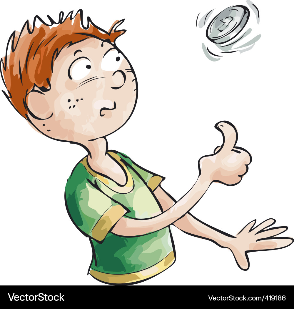 Man Throwing Coin for Decision vector image