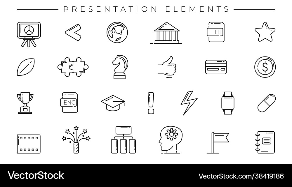 Presentation Icons - Line Style Set vector image