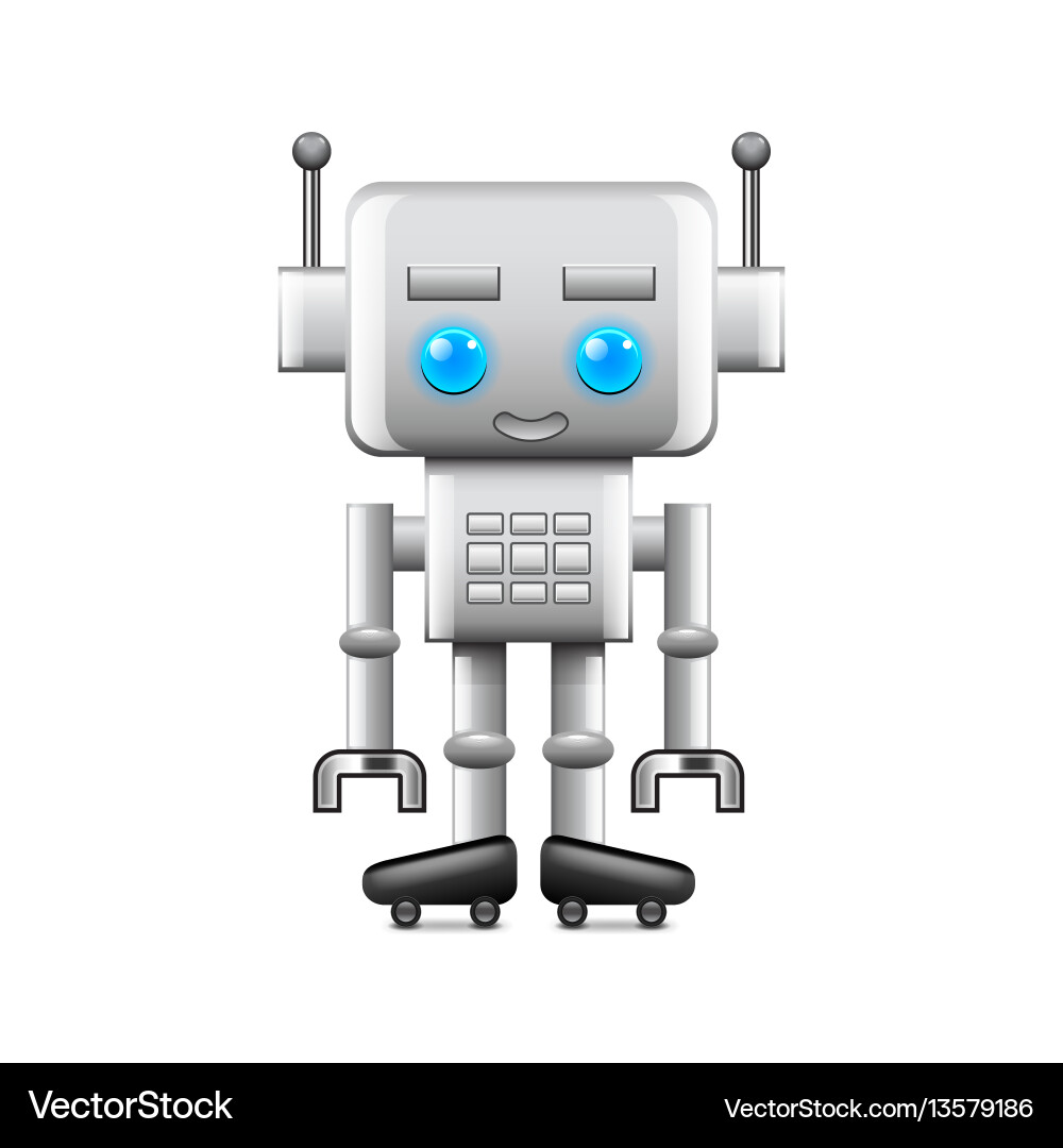 Robot with large square head isolated on white vector image