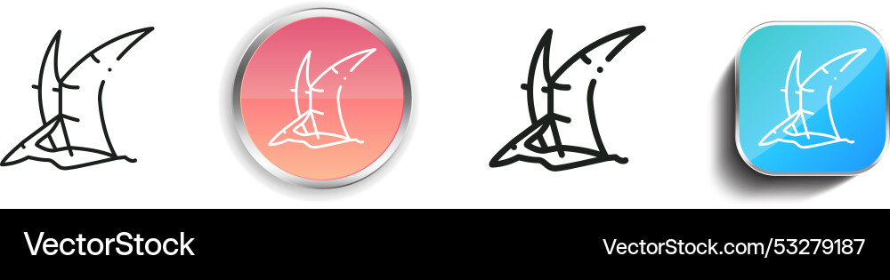 Dinosaur icon thin linear regular and button vector image