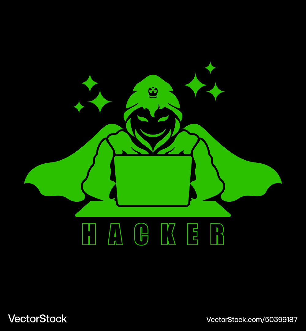 Green computer hacker design with laptop icon vector image