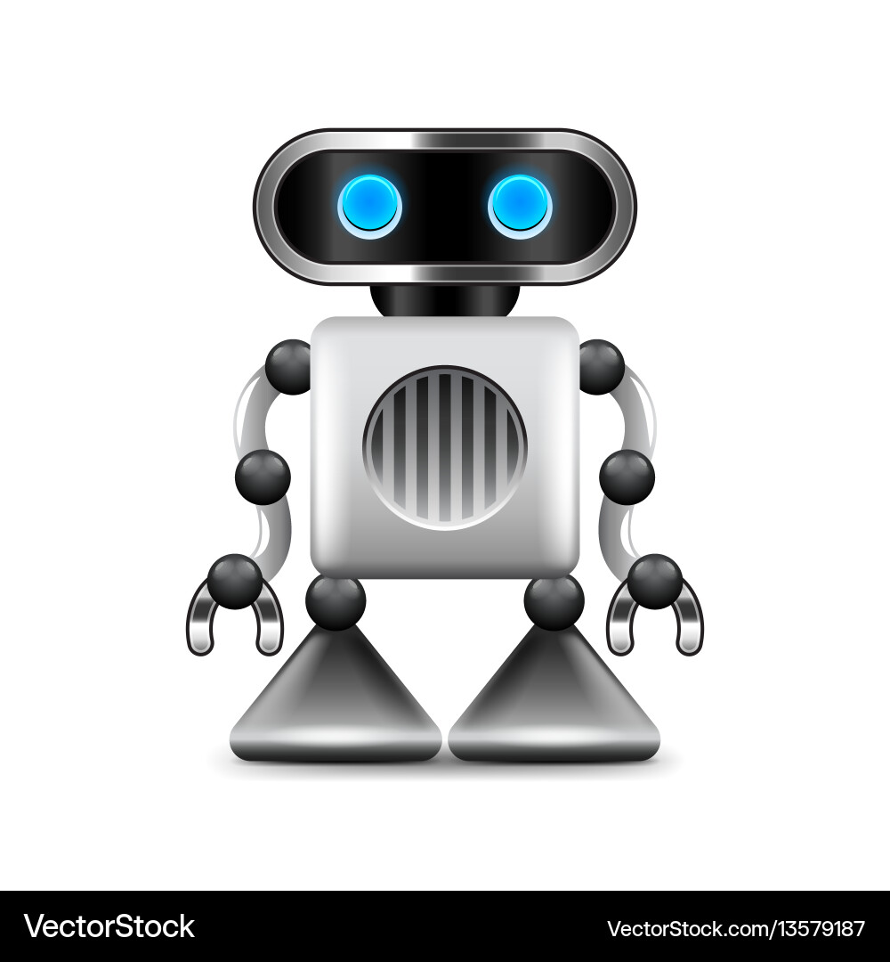 Robot with triangular legs isolated on white vector image
