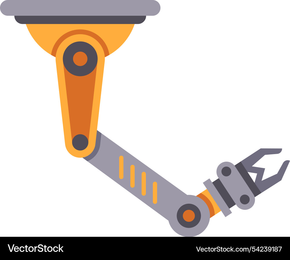 Robotic arm lifts an object in a modern factory Robotic arm lifts an object in a modern factory vector image