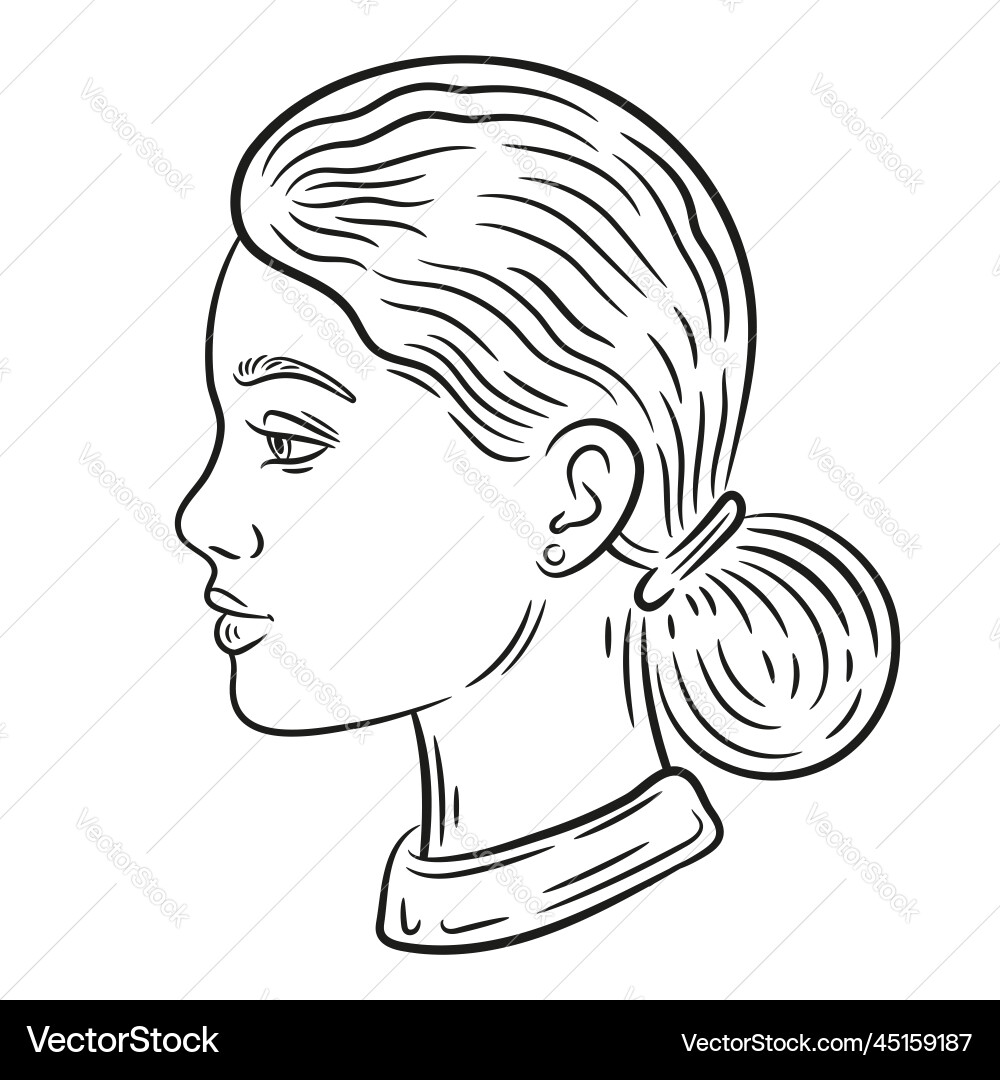 Woman face profile girl portrait female head side Woman face profile girl portrait female head side vector image