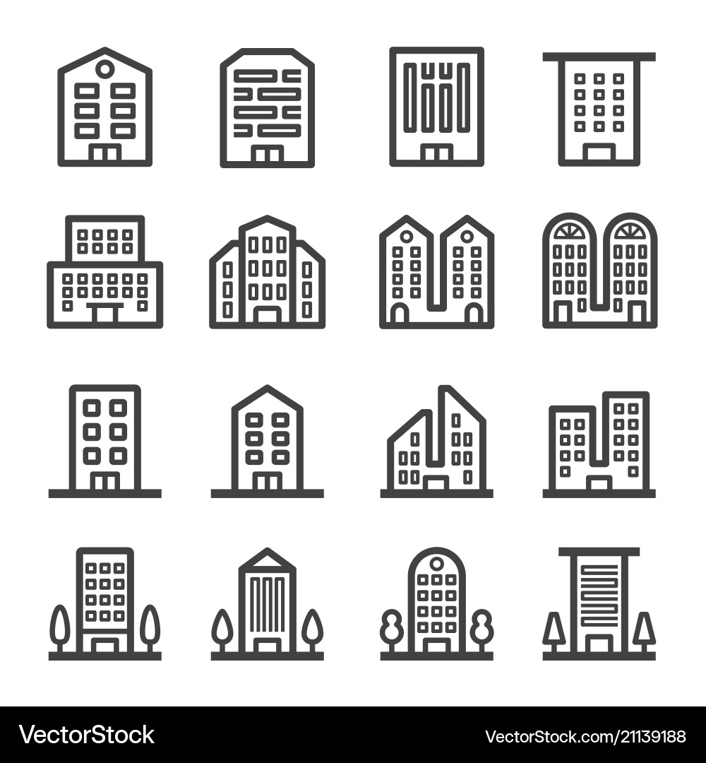 Building Icon Set Vector Image