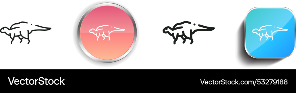 Dinosaur icon thin linear regular and button vector image