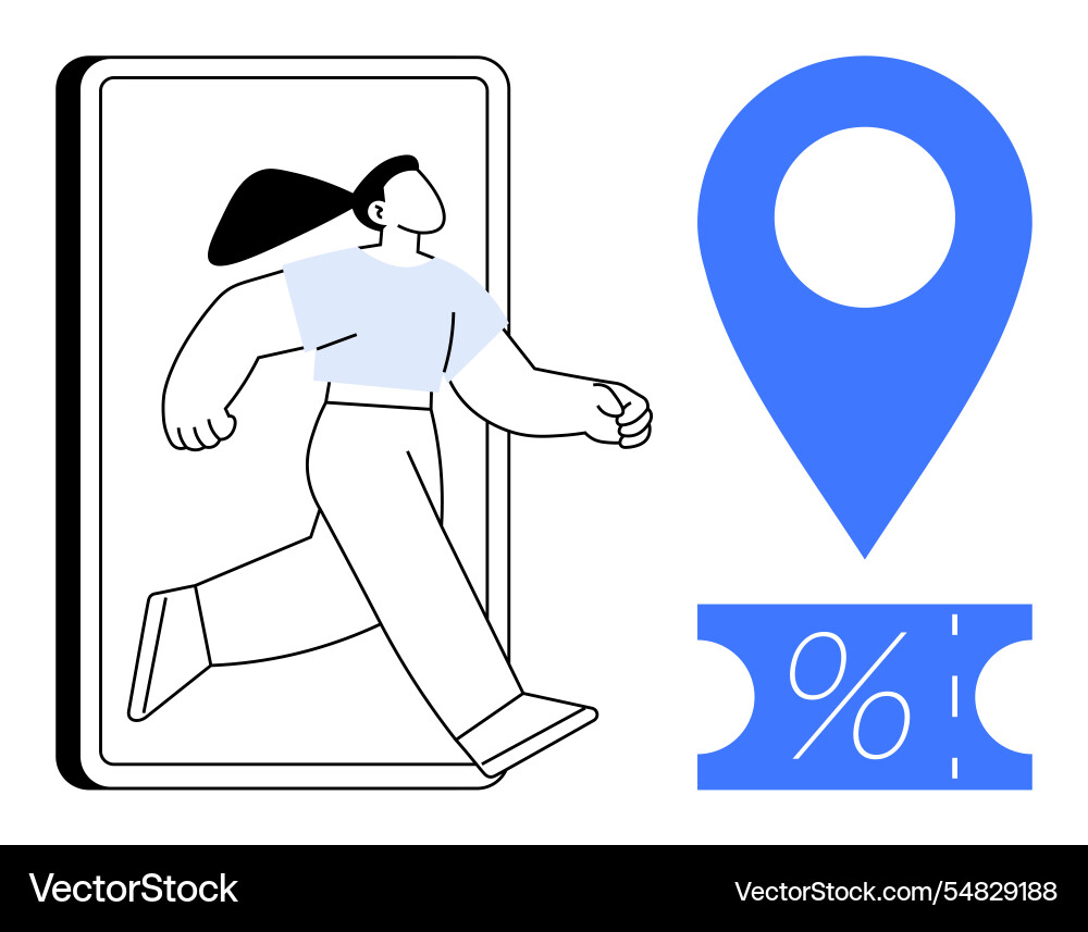 Exploring discounts with mobile phone navigation Exploring discounts with mobile phone navigation vector image