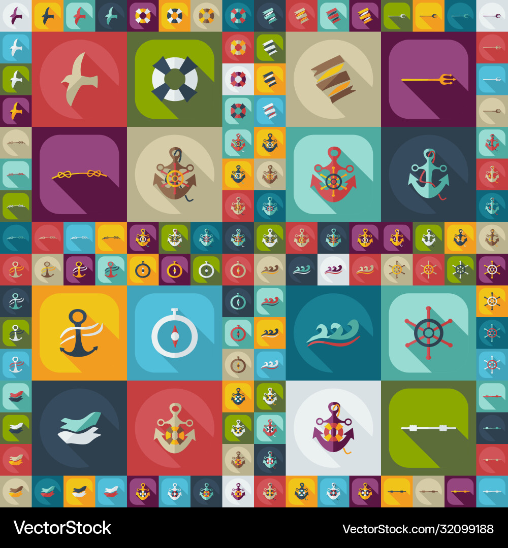 Flat concept set modern design with shadow sailing Flat concept set modern design with shadow sailing Vector Image