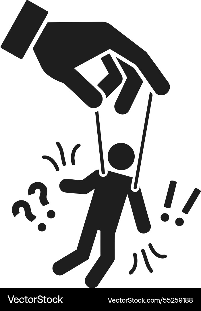 Hand pulling puppet with question icon vector image