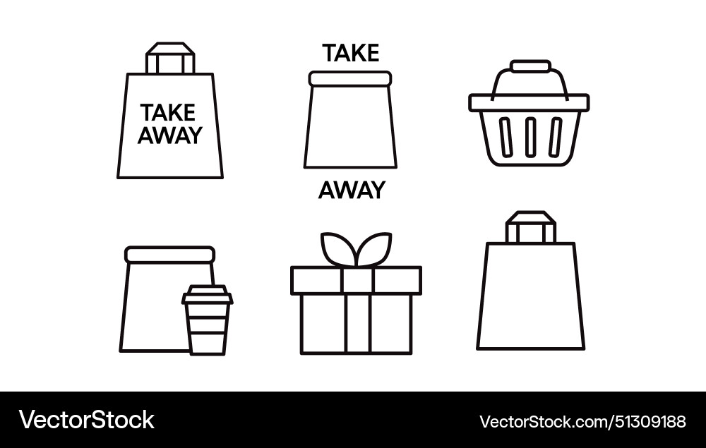 Isolated take away icon set or collection Vector Image