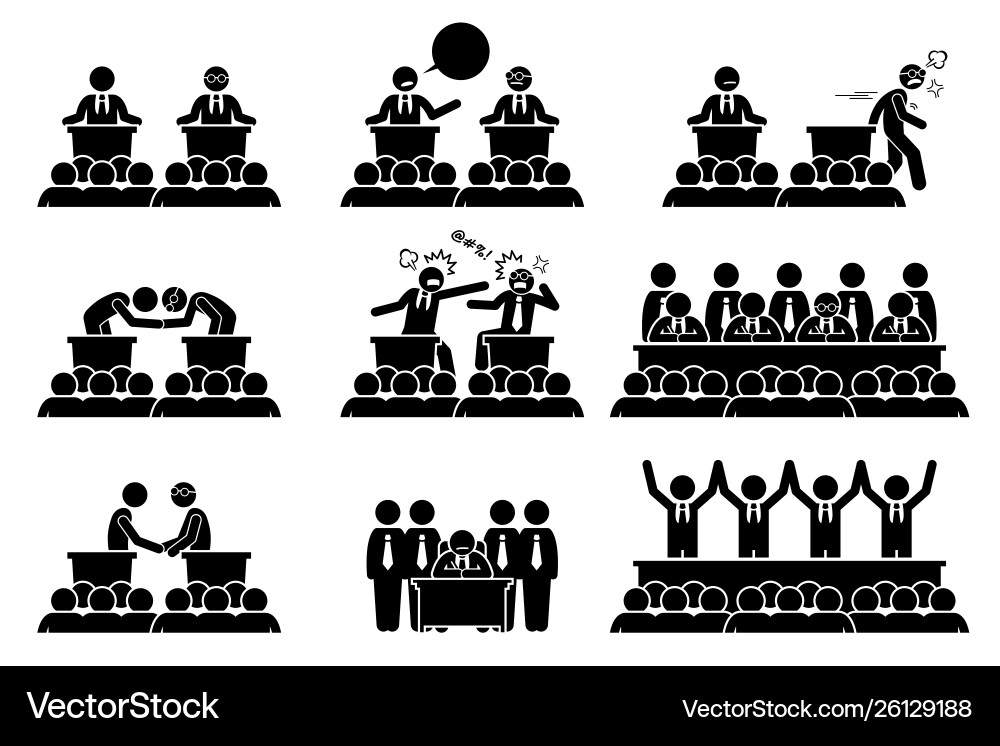 Politicians president or prime ministers debating Politicians president or prime ministers debating vector image