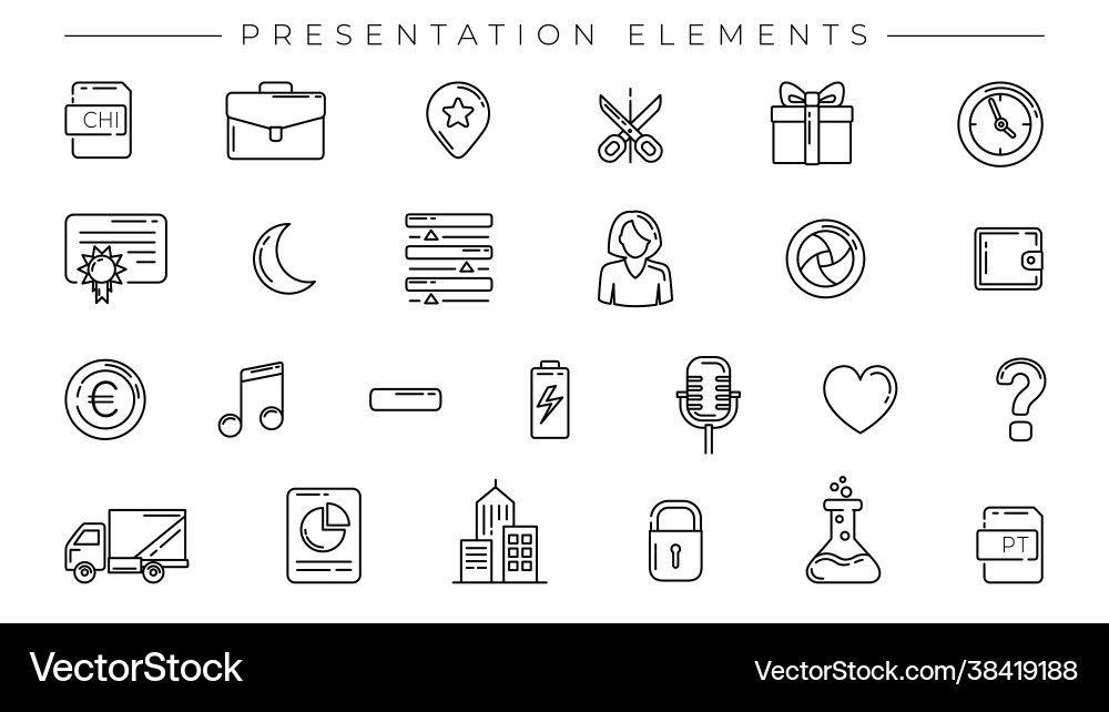 Presentation elements concept line style Vector Image