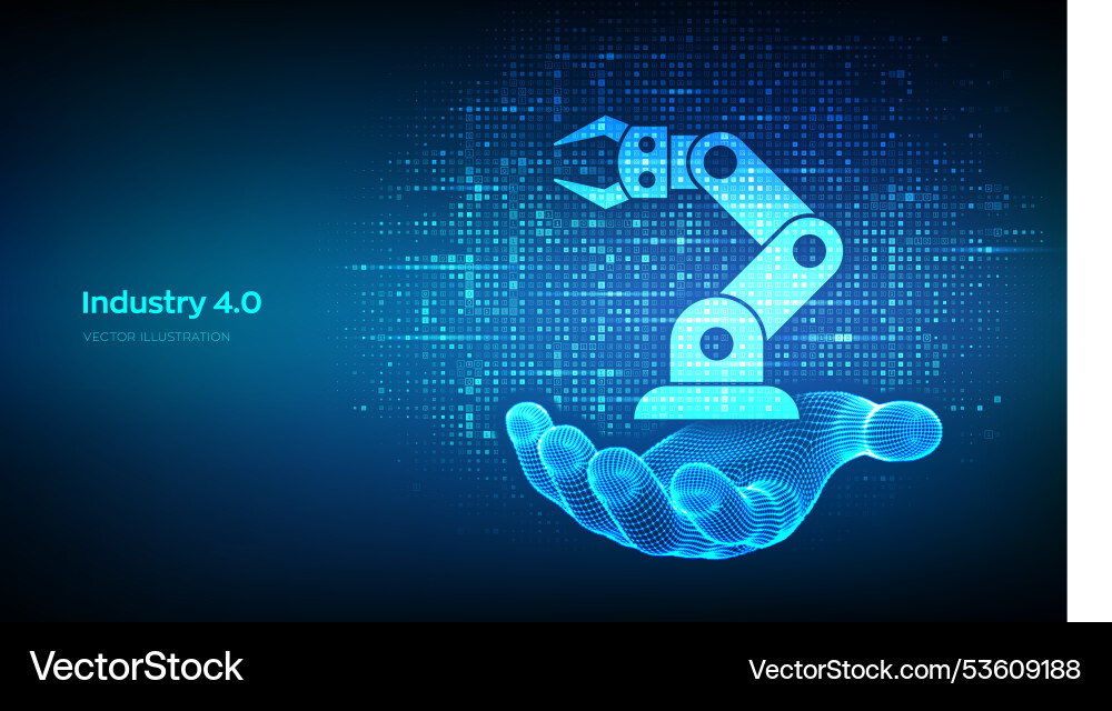 Smart industry 40 icon made with binary code in Vector Image