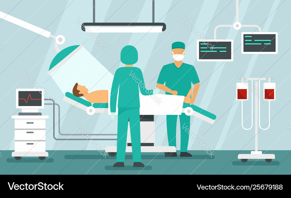 Surgeons operating concept background flat style Surgeons operating concept background flat style vector image