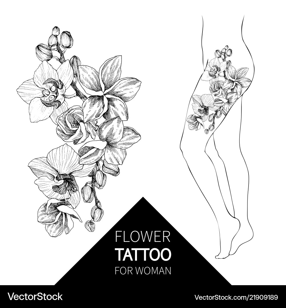 Black and White Orchid Tattoo Ideas