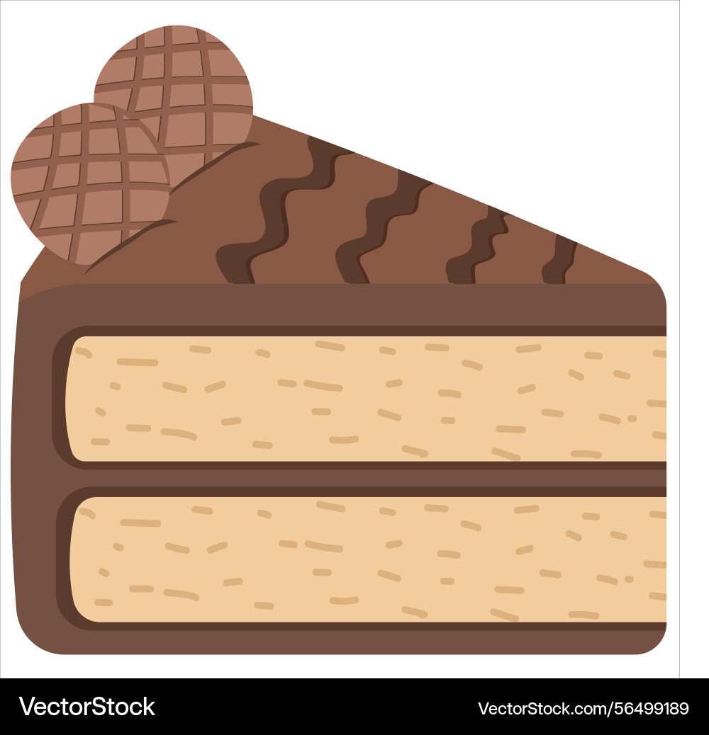 Chocolate cake slice with topping design Vector Image