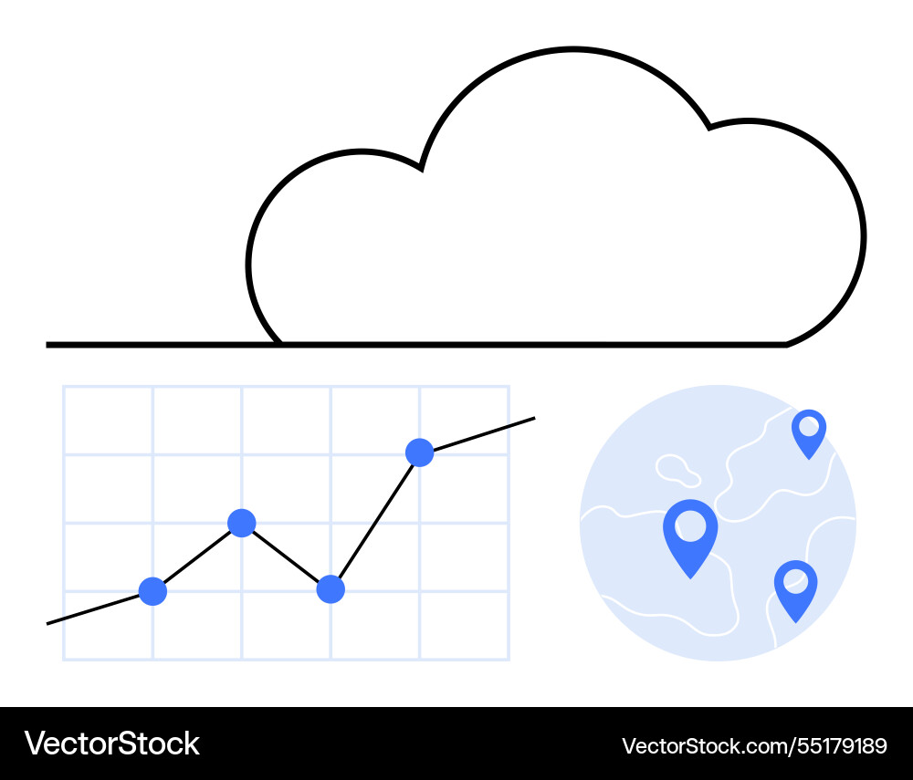 Cloud computing with data analysis graph Cloud computing with data analysis graph vector image