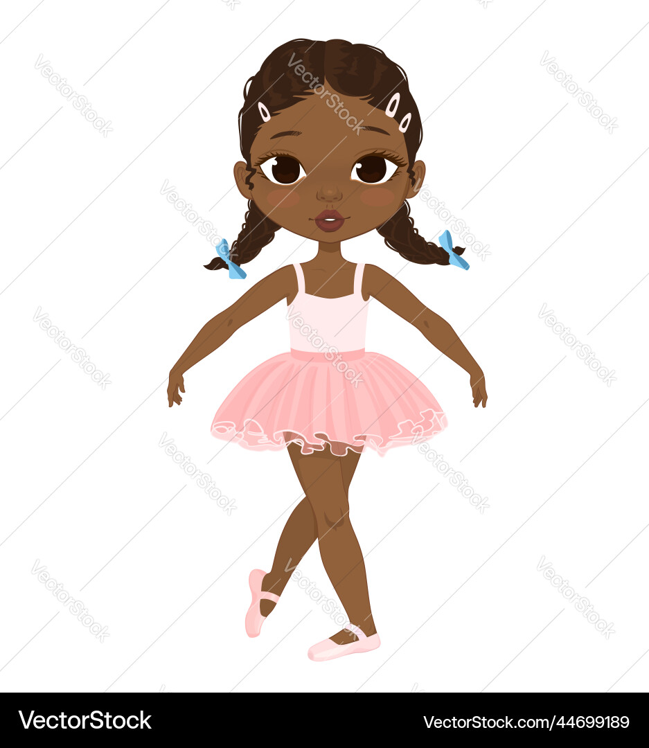 Cute african american ballerina girl dancing vector image