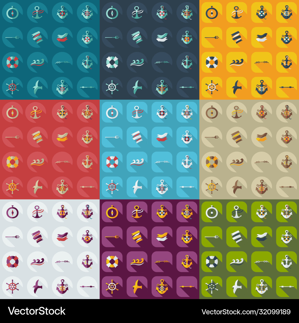 Flat concept set modern design with shadow sailing Flat concept set modern design with shadow sailing vector image
