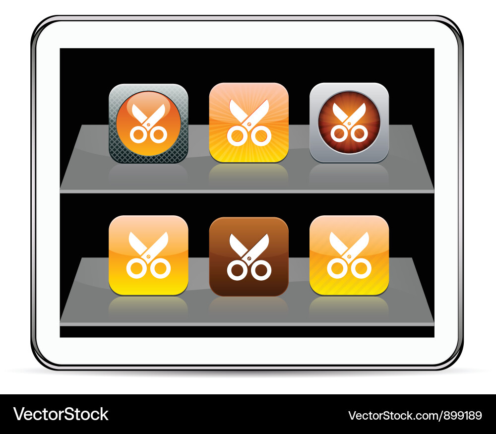Scissors orange app icons vector image